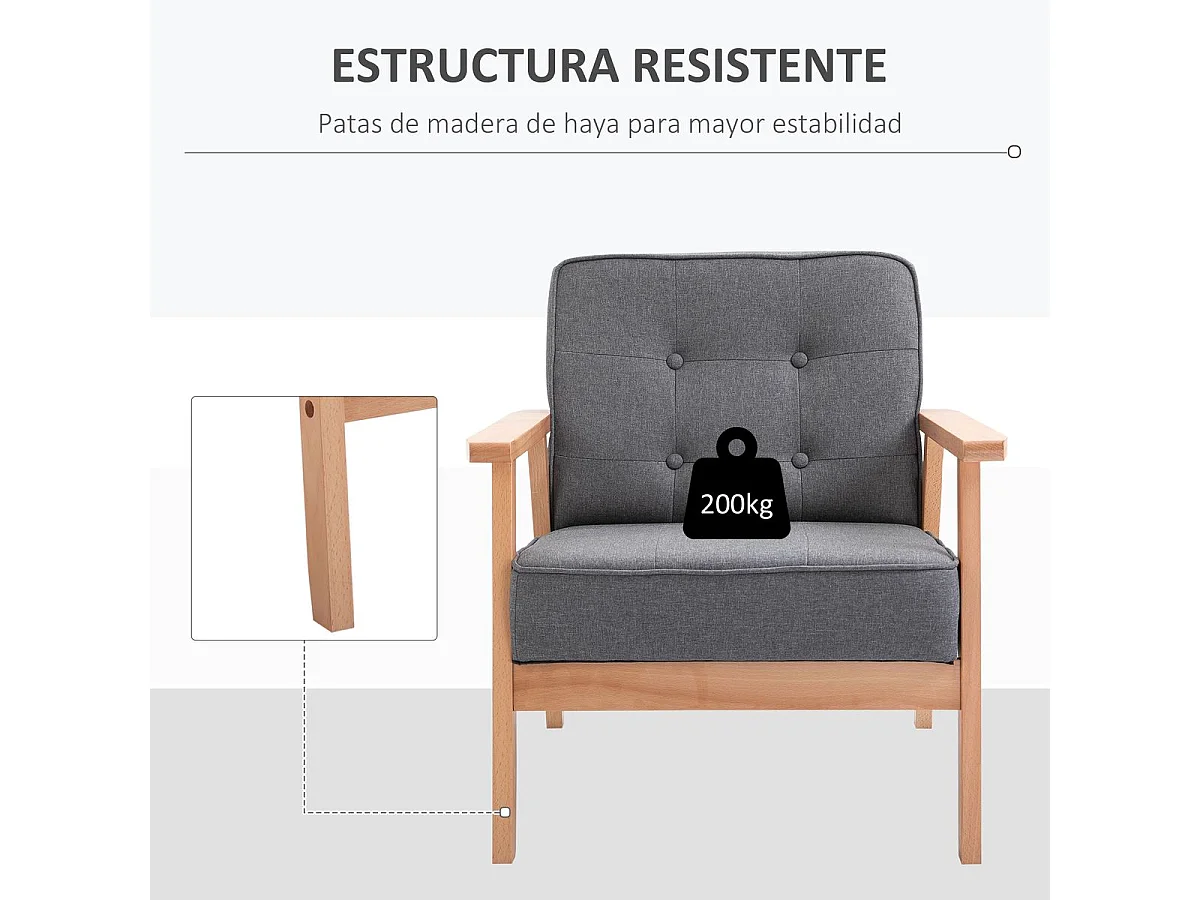 Sillón individual gris 70x64.5x74 cm HOMCOM