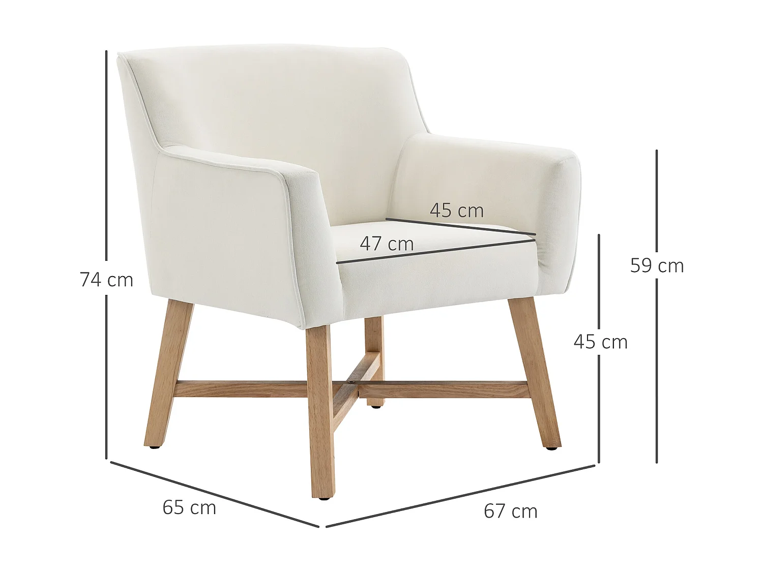 Butaca de salón blanco 67x65x74 cm HOMCOM