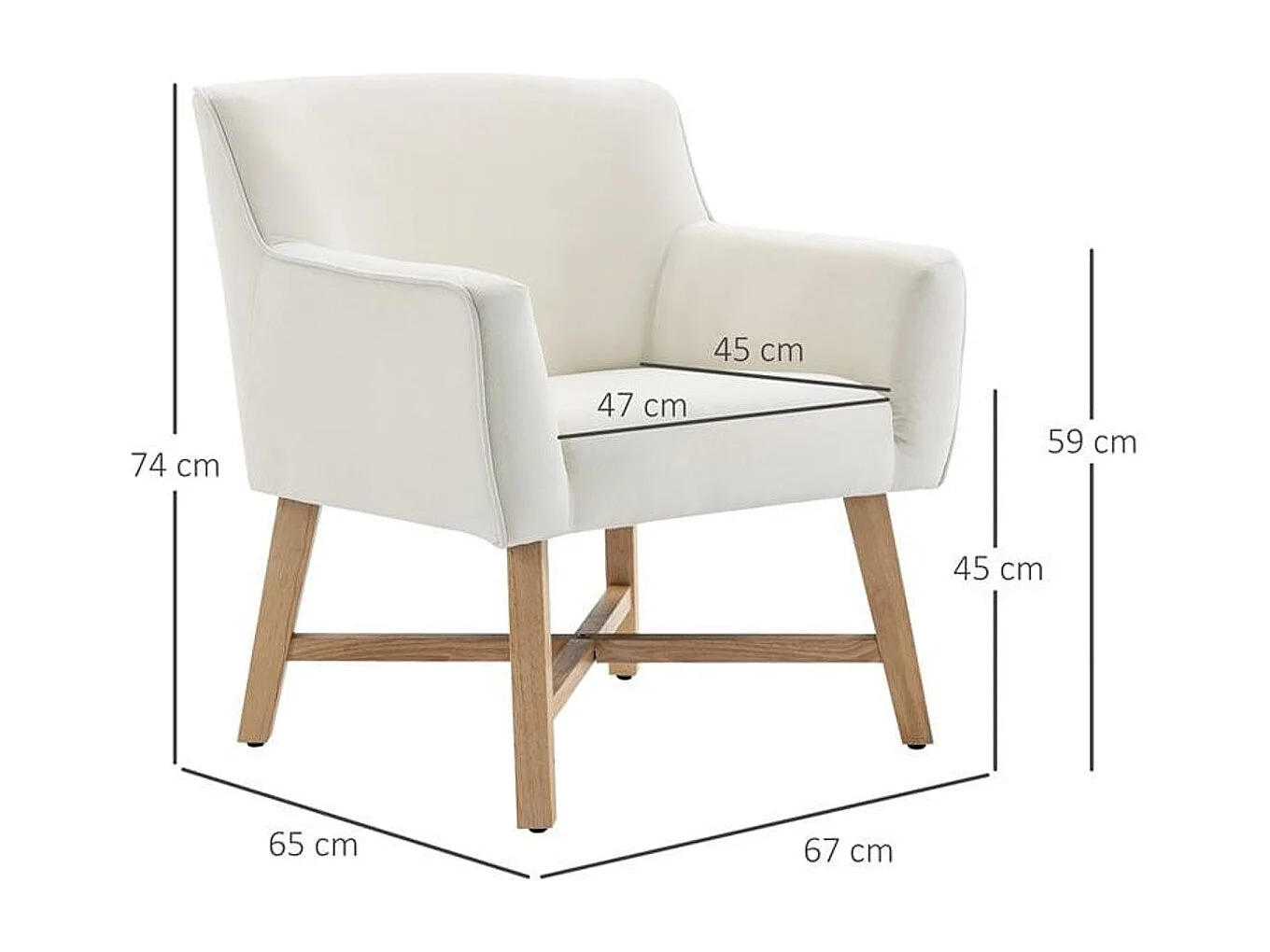 Butaca de salón blanco 67x65x74 cm HOMCOM
