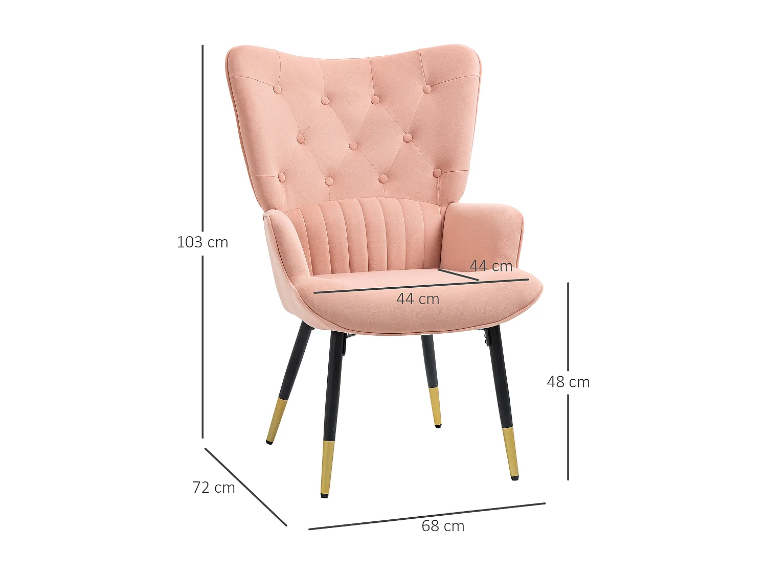 Sillón individual rosa 68x72x103 cm HOMCOM