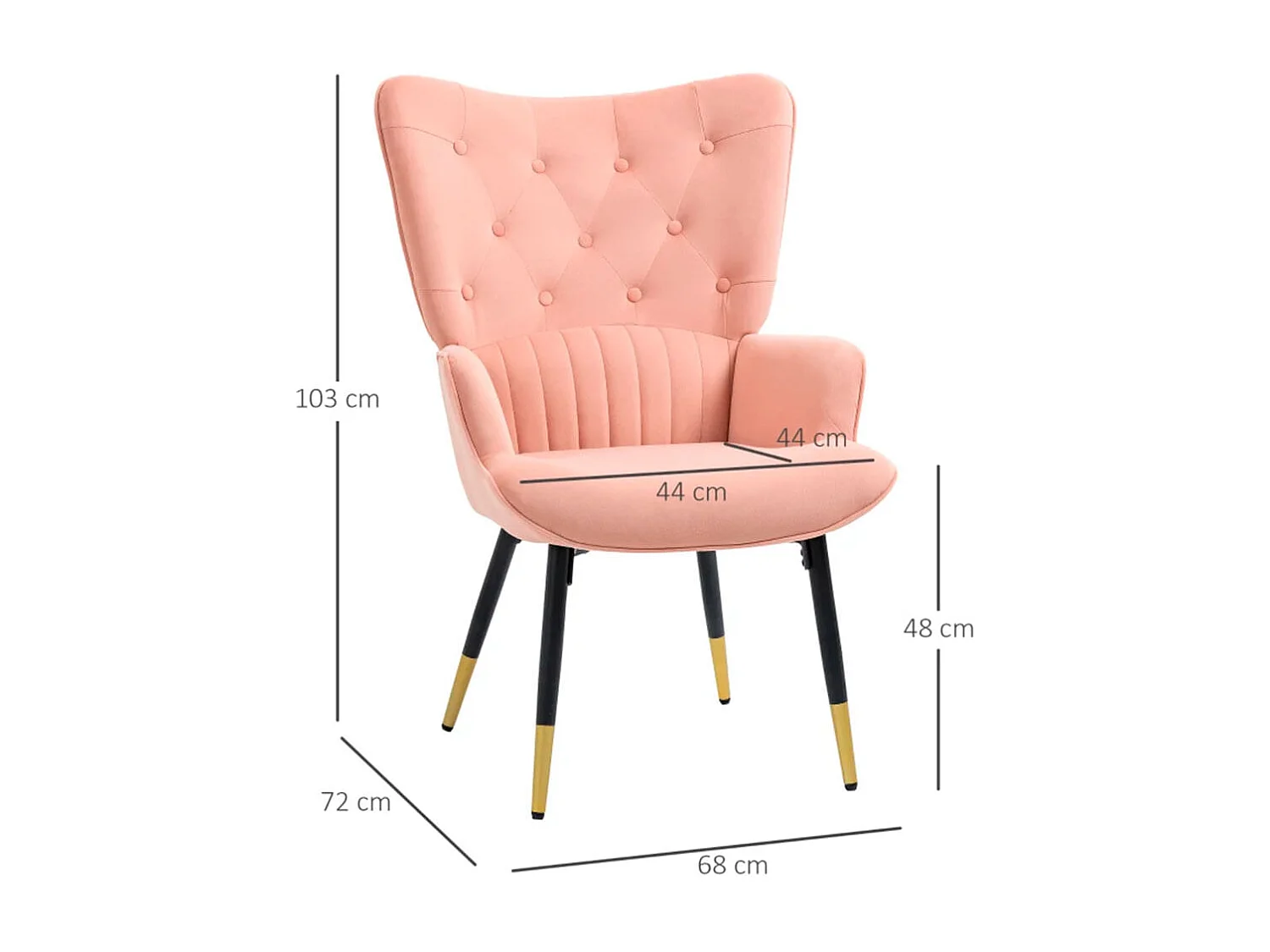 Sillón individual rosa 68x72x103 cm HOMCOM