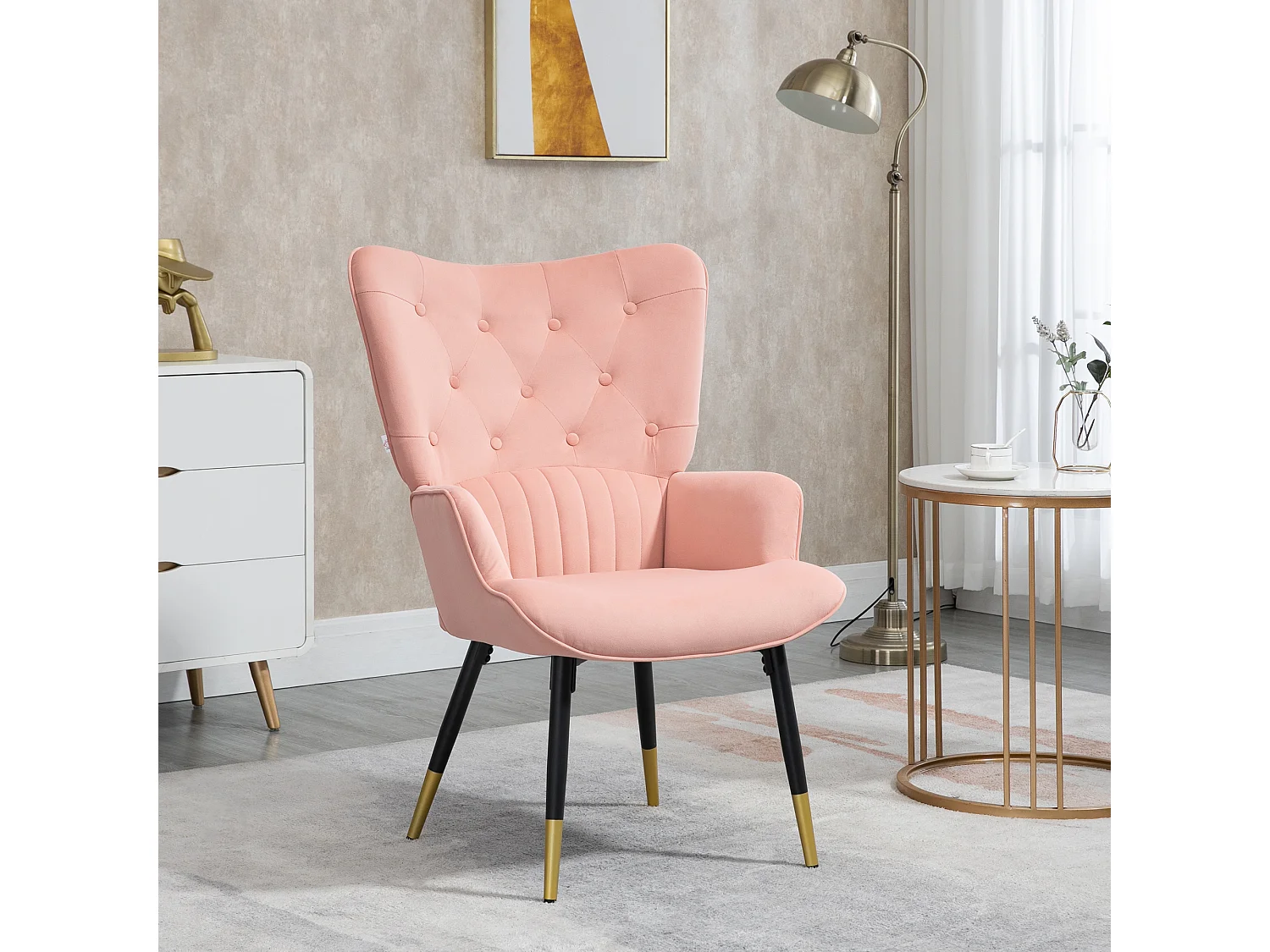 Sillón individual rosa 68x72x103 cm HOMCOM