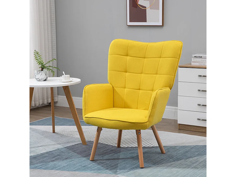Butaca de salón amarillo 71x76x101 cm HOMCOM
