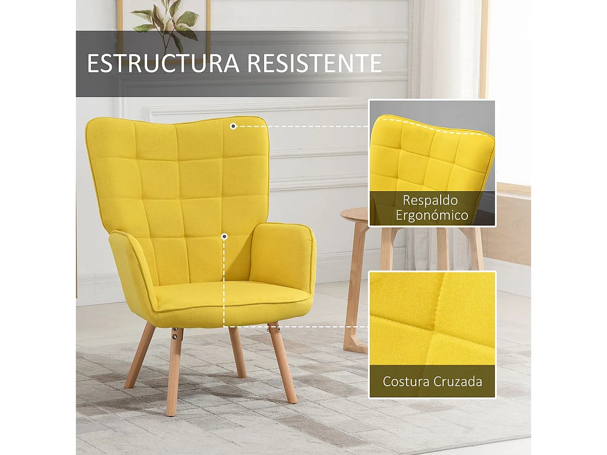 Butaca de salón amarillo 71x76x101 cm HOMCOM