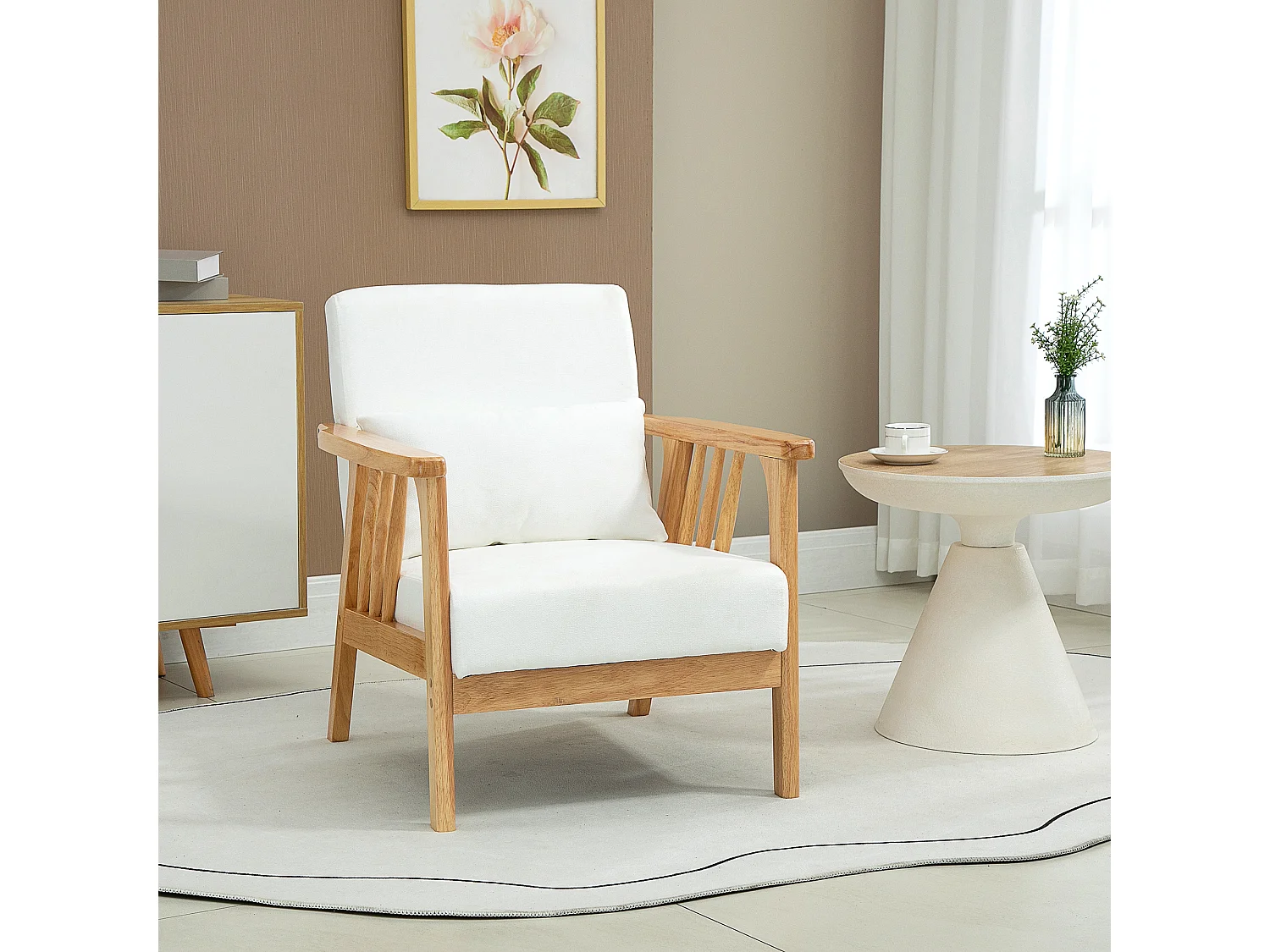 Butaca de salón crema 68x75x78 cm HOMCOM