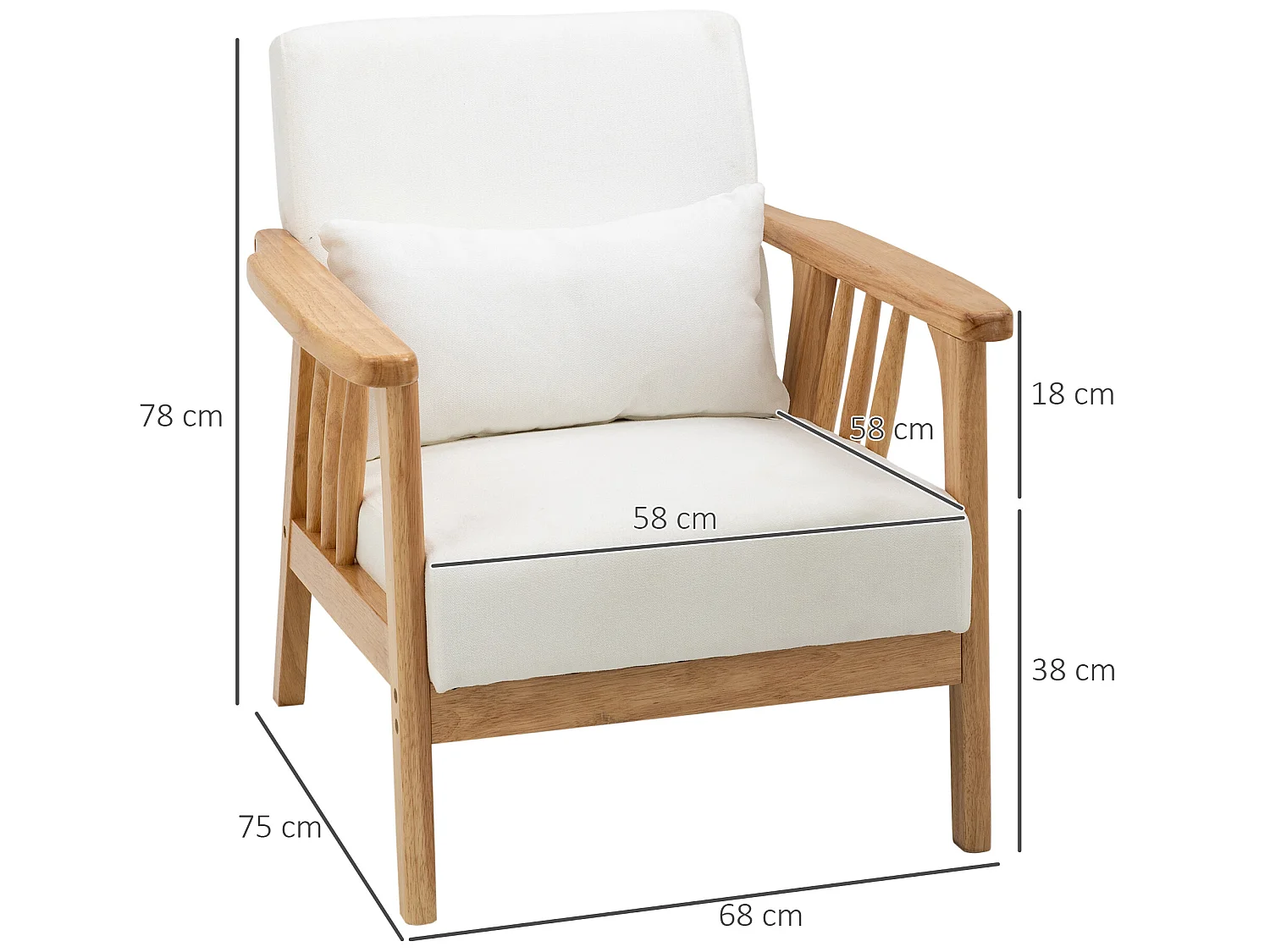 Butaca de salón crema 68x75x78 cm HOMCOM