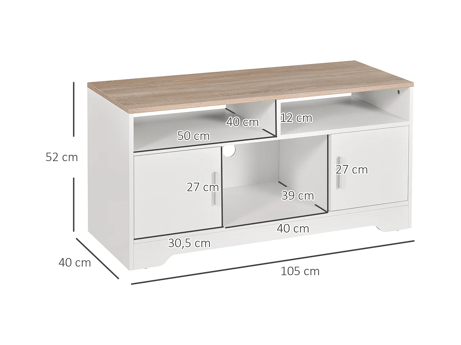 Armario para tv blanco 105x40x52 cm HOMCOM