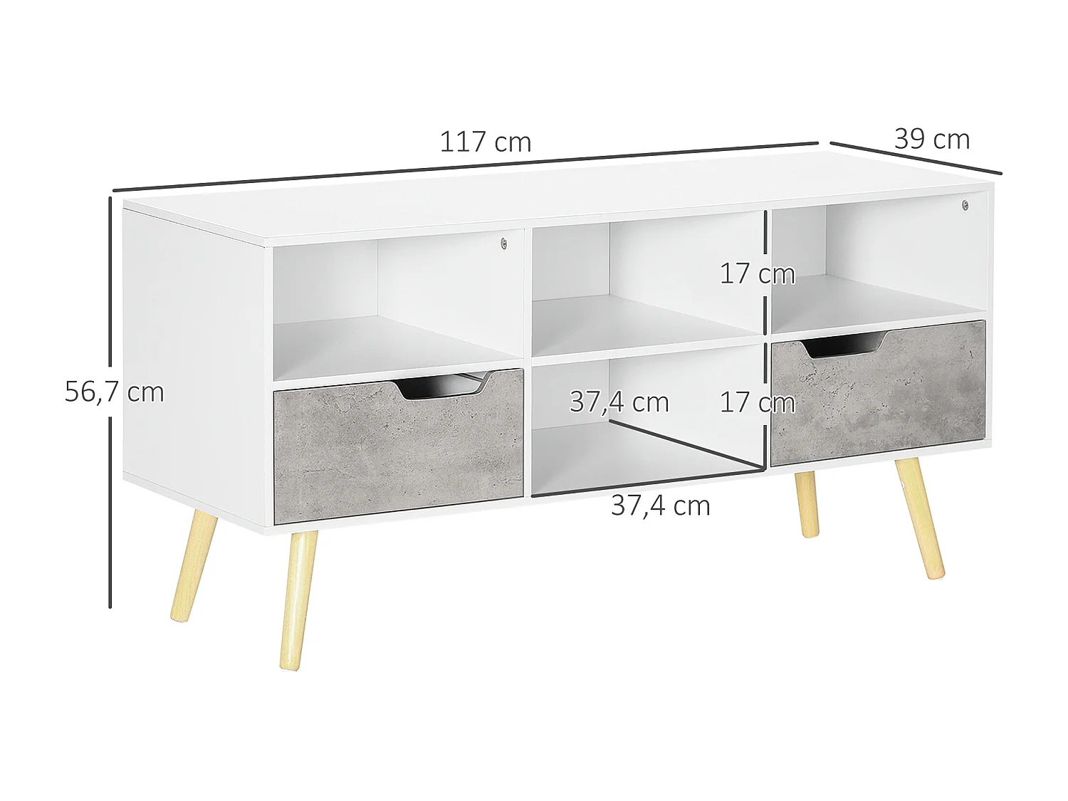Mueble de tv blanco 117x39x56.7 cm HOMCOM