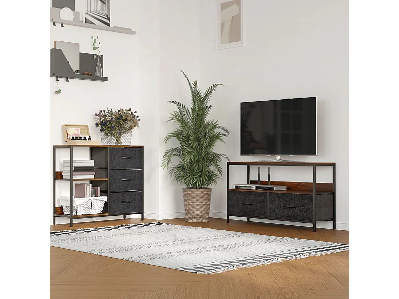 Mueble de tv marrón rústico 98x29x56 cm HOMCOM