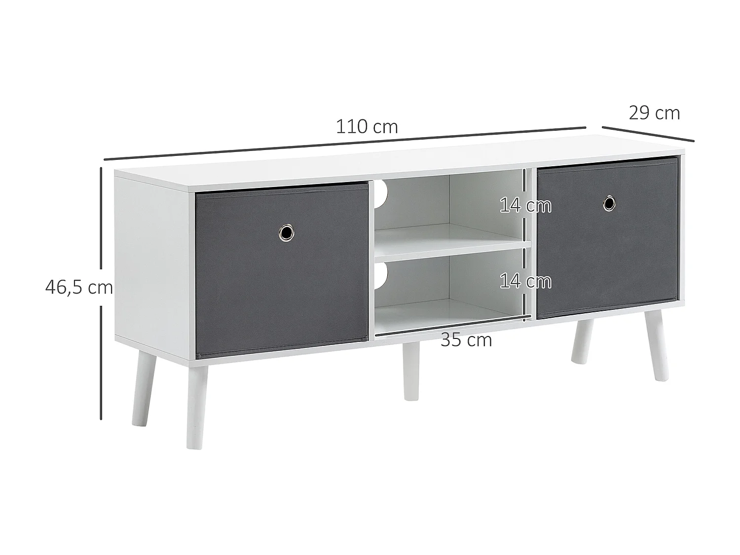 Mueble de tv blanco y gris 110x29x46.5 cm HOMCOM