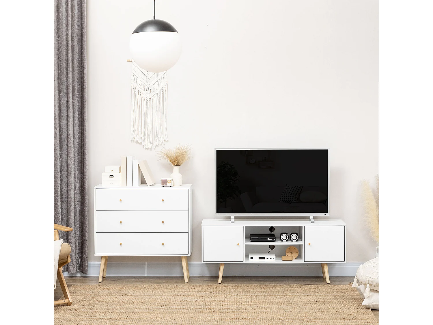 Mueble de tv blanco 120x34x50 cm HOMCOM