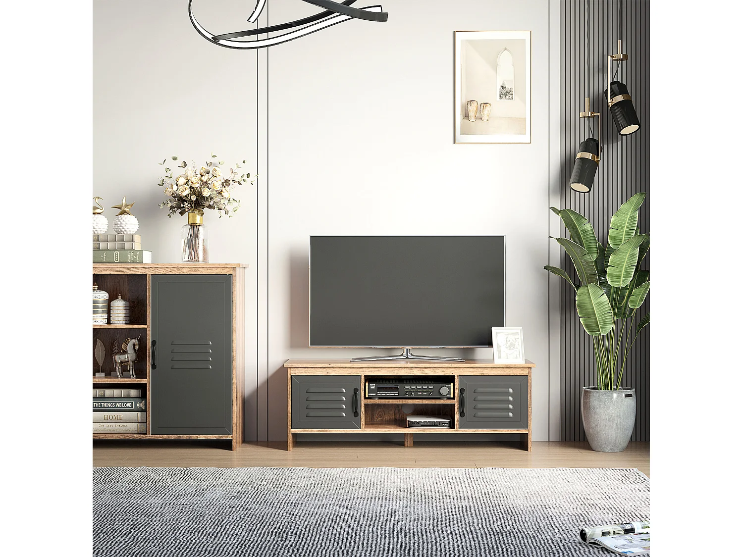 Mueble de tv madera natural 109x35x38 cm HOMCOM