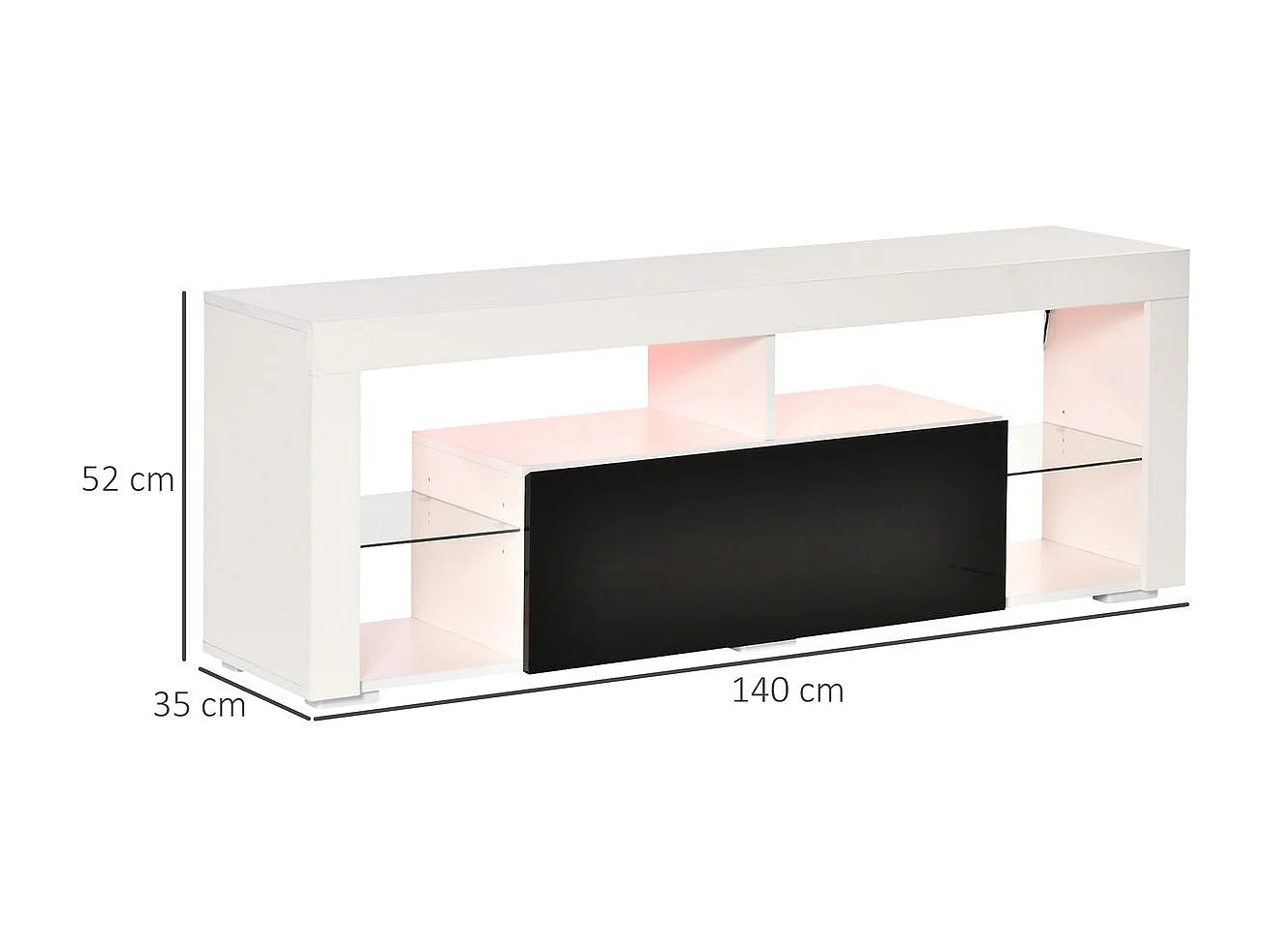 Mueble de tv negro y blanco 140x35x52 cm HOMCOM