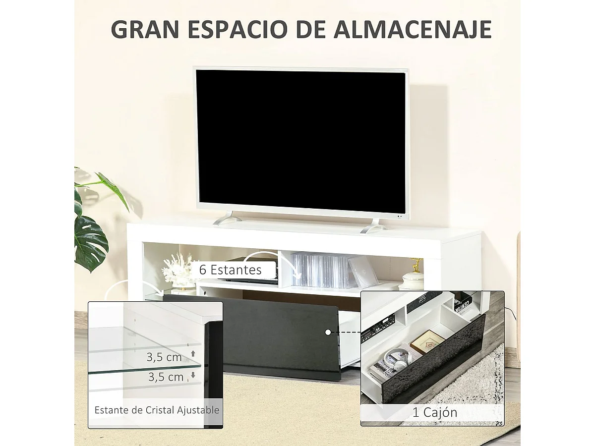 Mueble de tv negro y blanco 140x35x52 cm HOMCOM