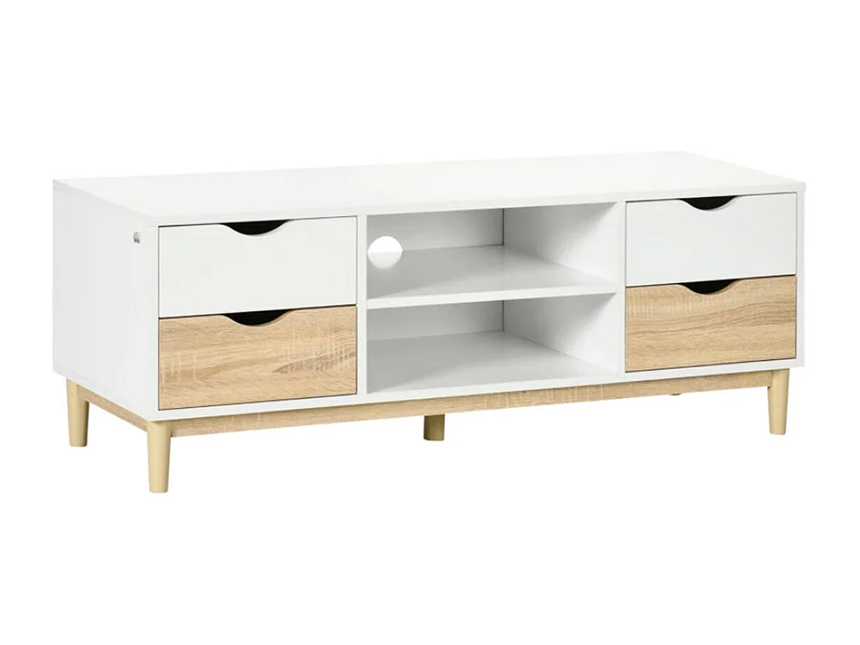 Mueble de tv blanco y roble 120x40x44.5 cm HOMCOM