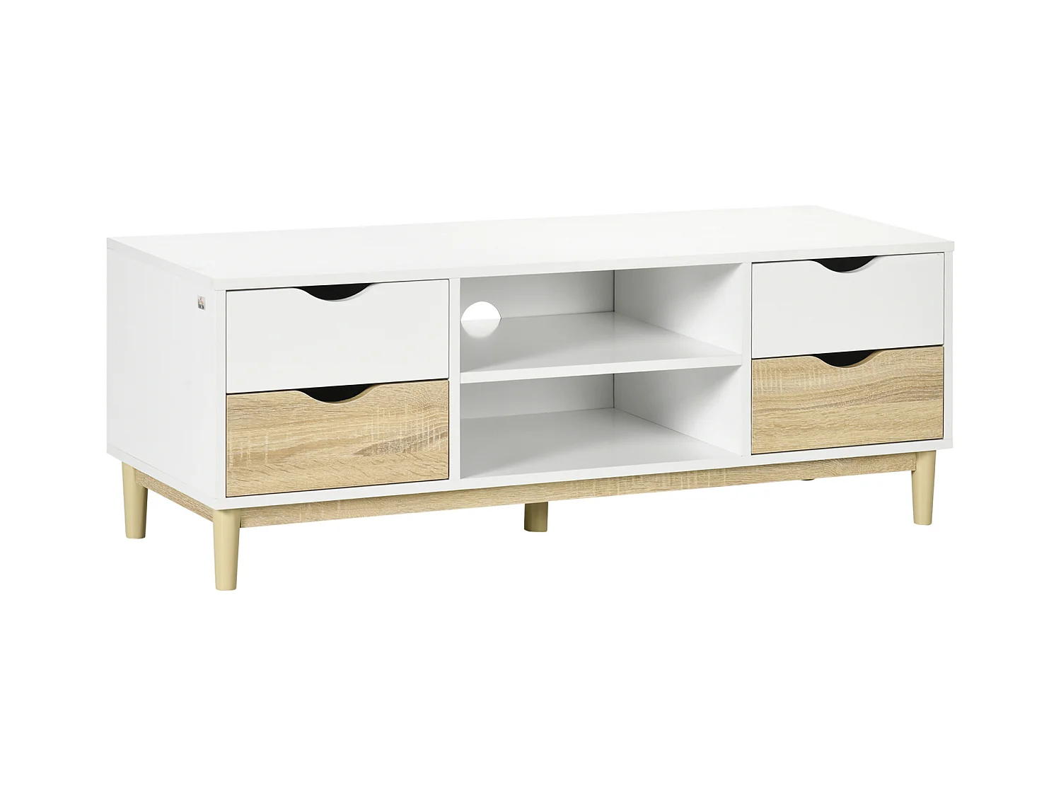 Mueble de tv blanco y roble 120x40x44.5 cm HOMCOM