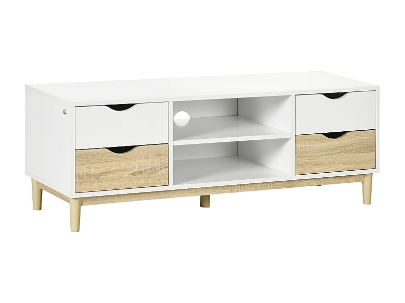 Mueble de tv blanco y roble 120x40x44.5 cm HOMCOM