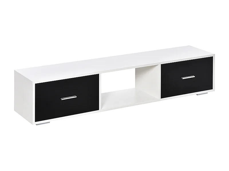 Mueble de tv blanco y negro 140x30x32 cm HOMCOM