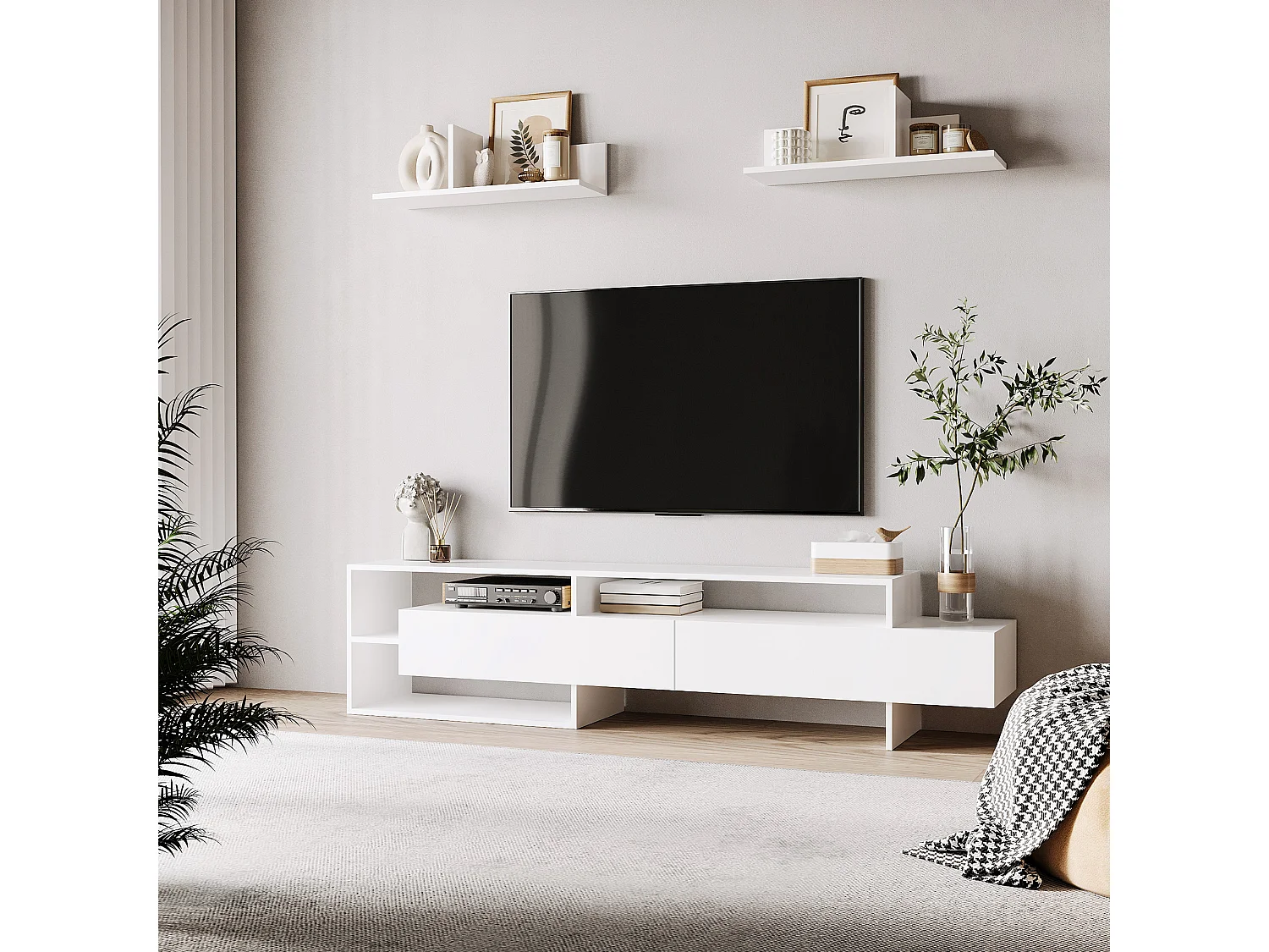 Mueble de televisión blanco 180x33.5x42 cm HOMCOM