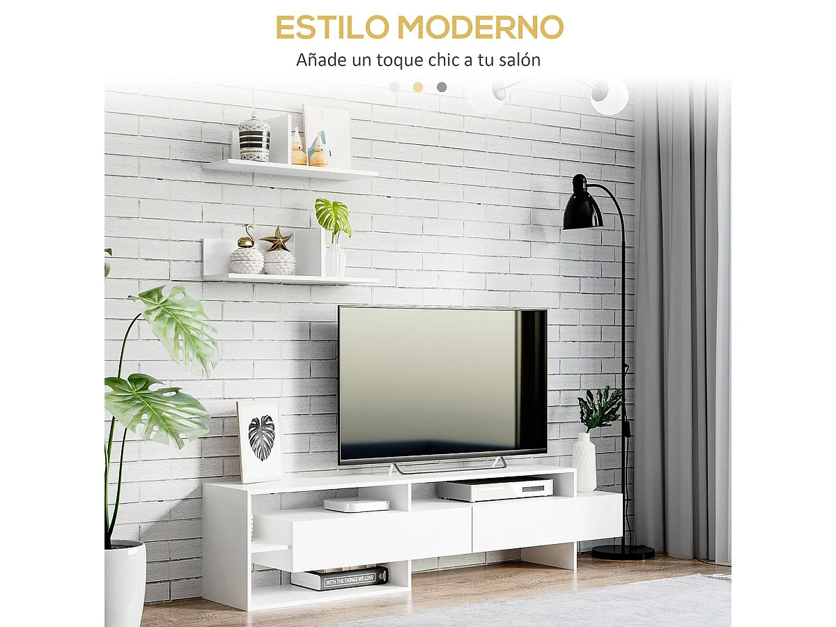 Mueble de televisión blanco 180x33.5x42 cm HOMCOM