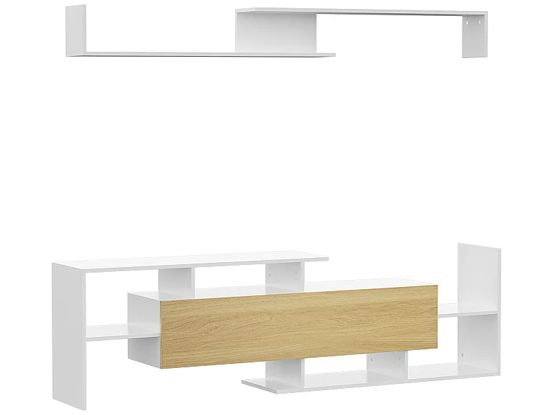 Mueble de televisión blanco y natural 153.6x25x42 cm HOMCOM