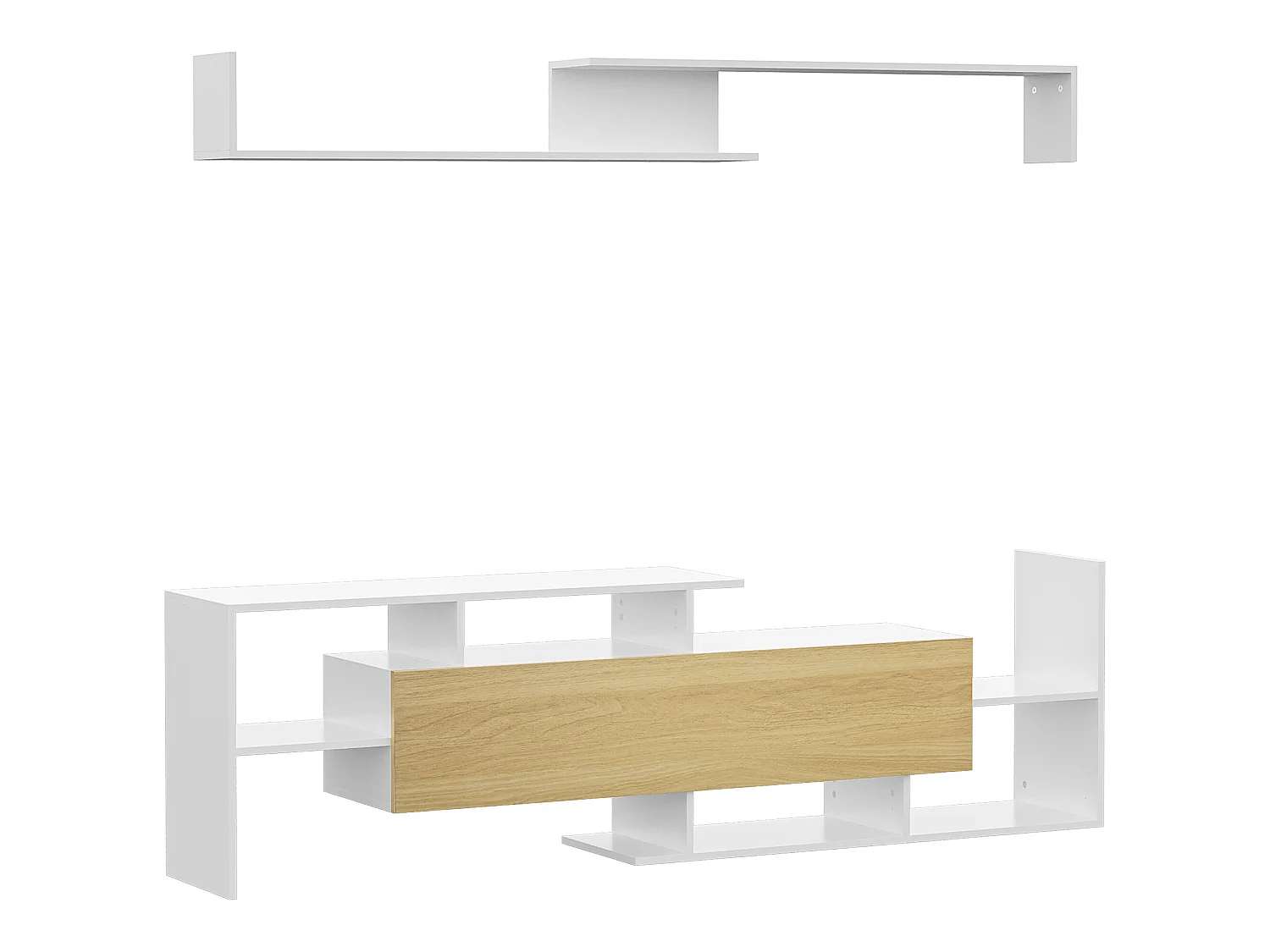 Mueble de televisión blanco y natural 153.6x25x42 cm HOMCOM