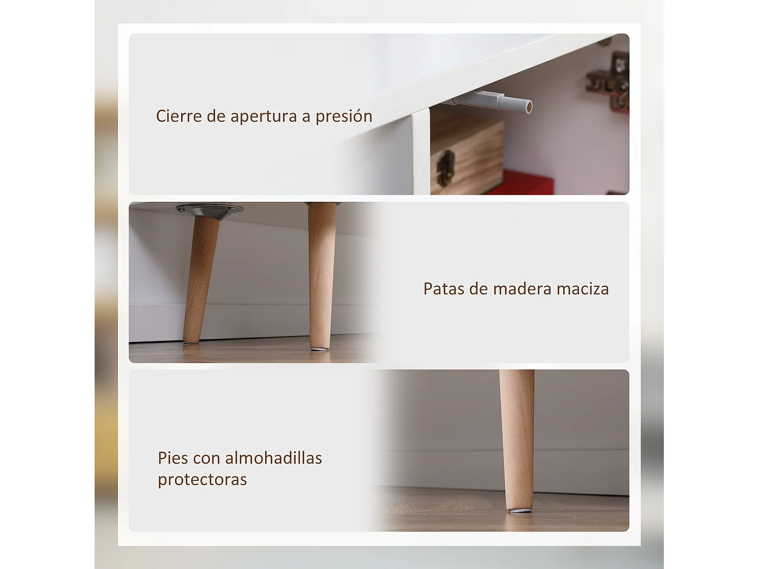 Mueble de tv blanco y marrón 110x40x50 cm HOMCOM