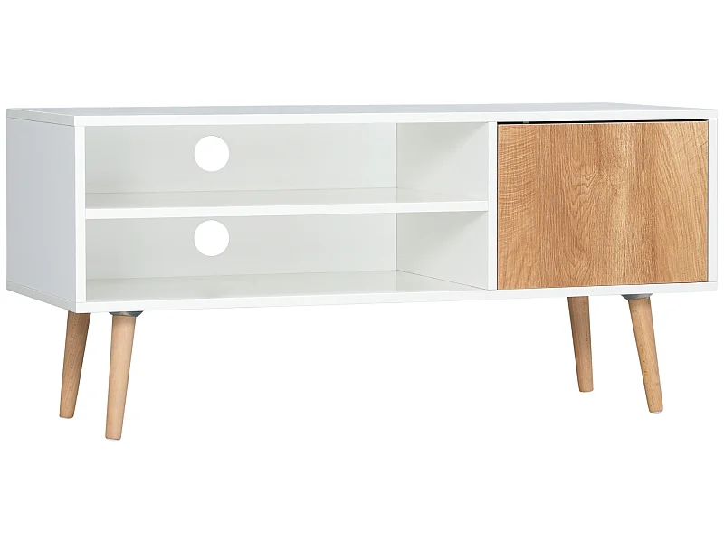 Mueble de tv blanco y marrón 110x40x50 cm HOMCOM