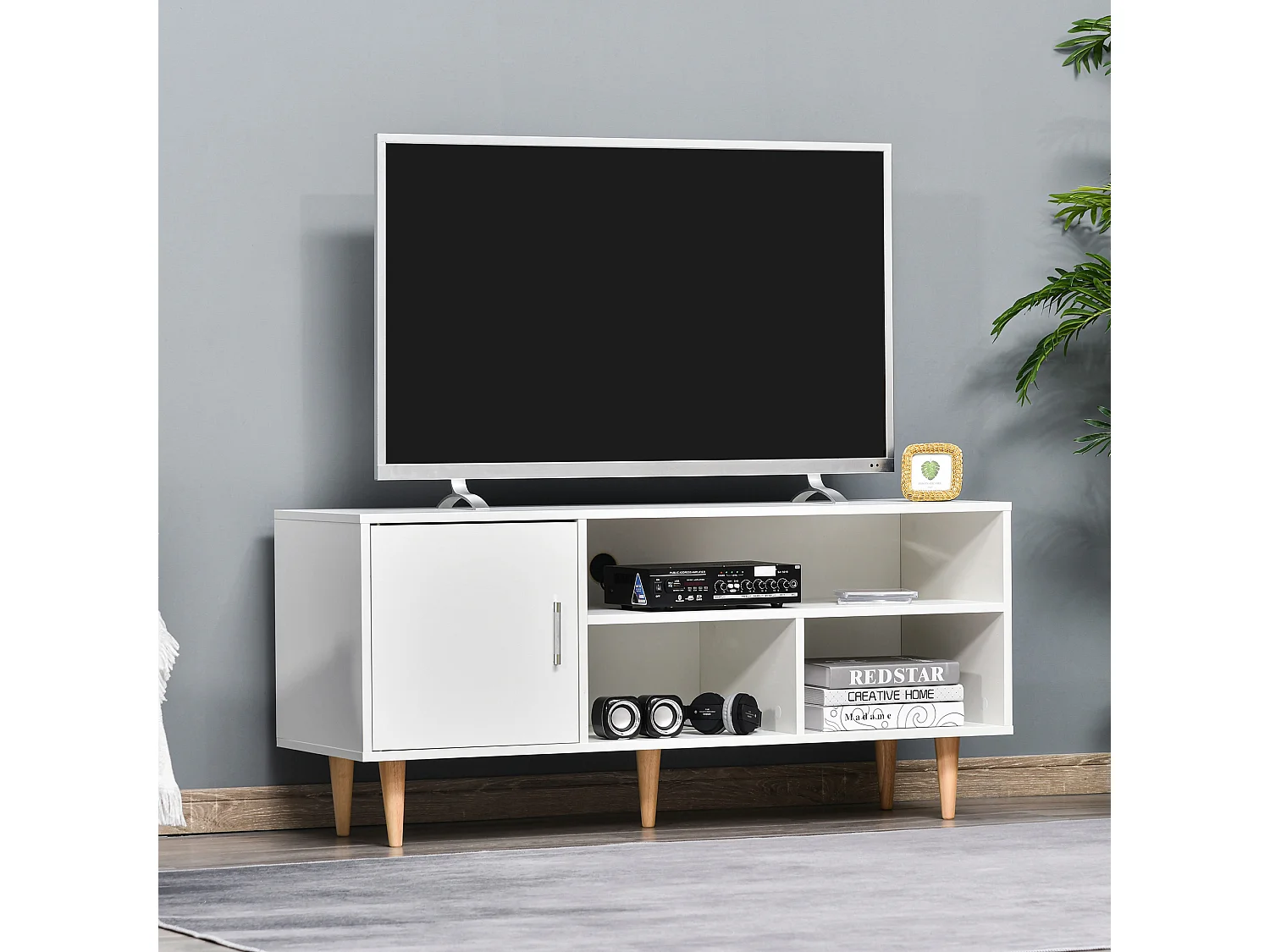 Mueble de tv blanco 120x40x55 cm HOMCOM