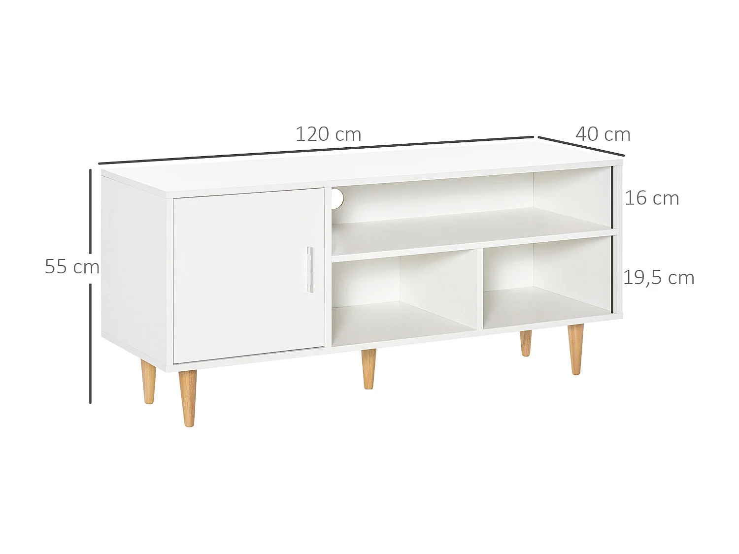 Mueble de tv blanco 120x40x55 cm HOMCOM