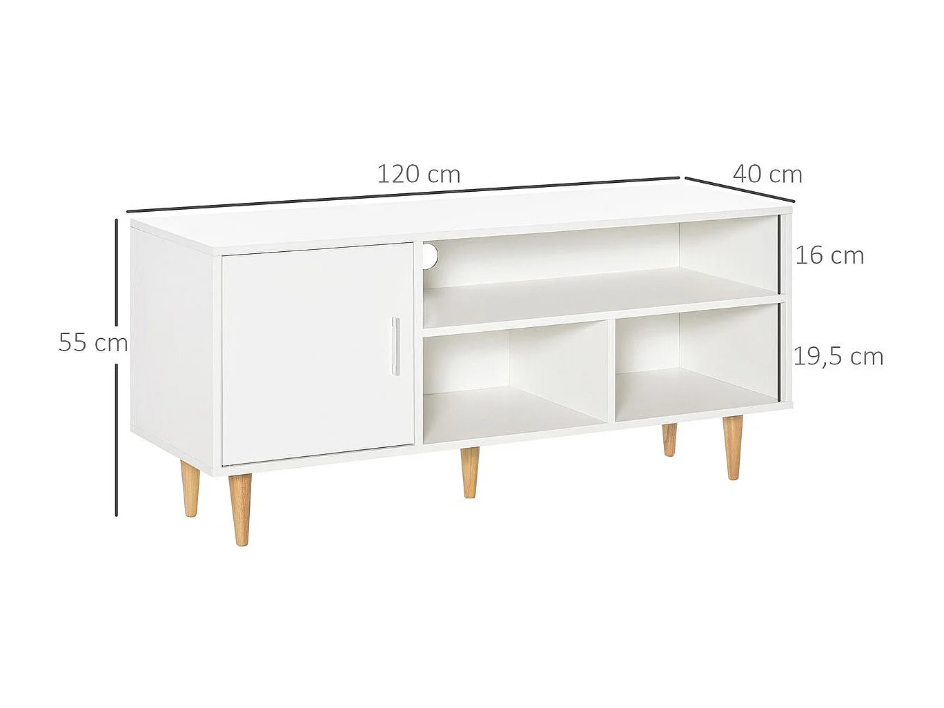 Mueble de tv blanco 120x40x55 cm HOMCOM