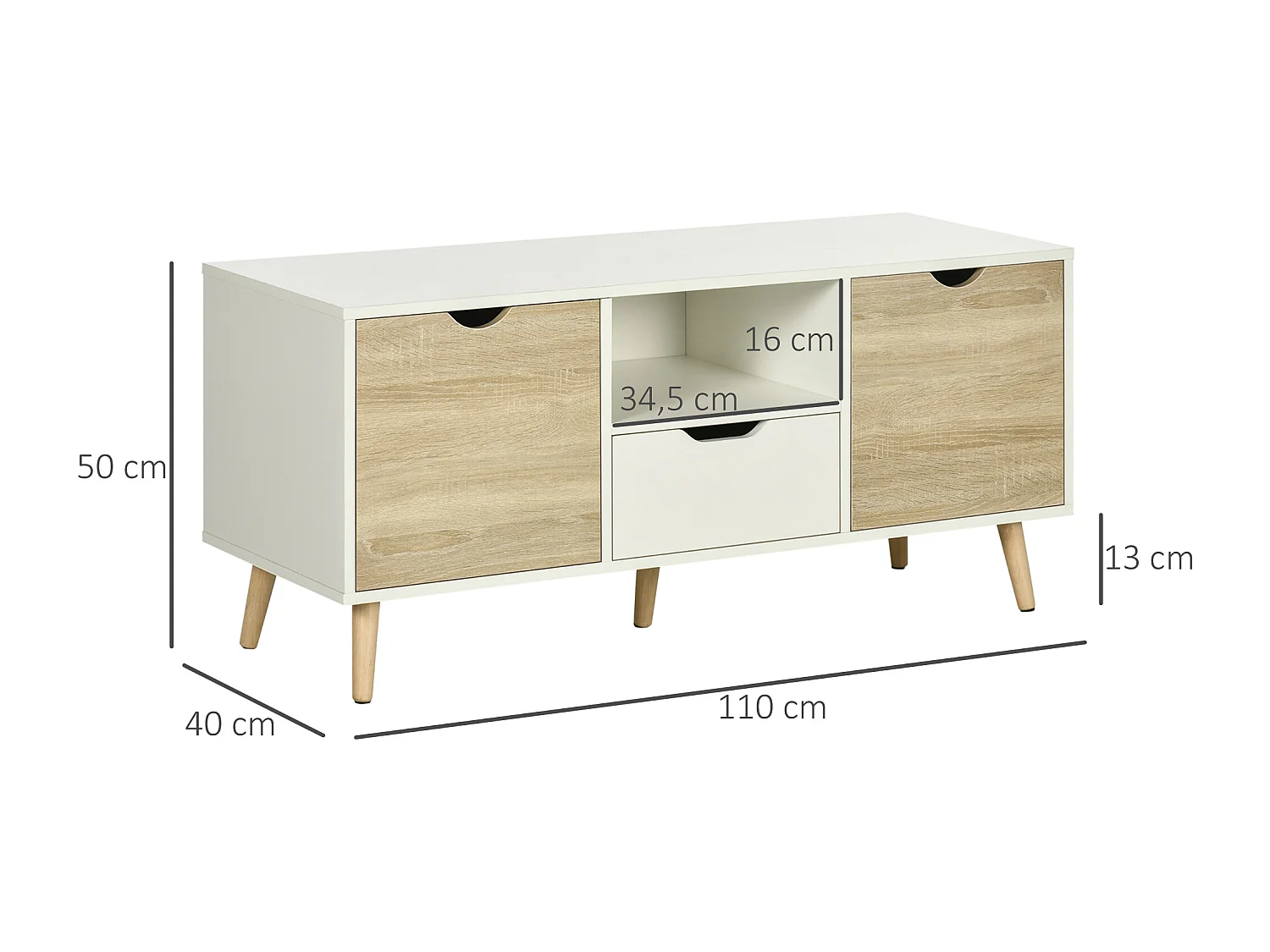 Mueble de tv blanco 110x40x50 cm HOMCOM