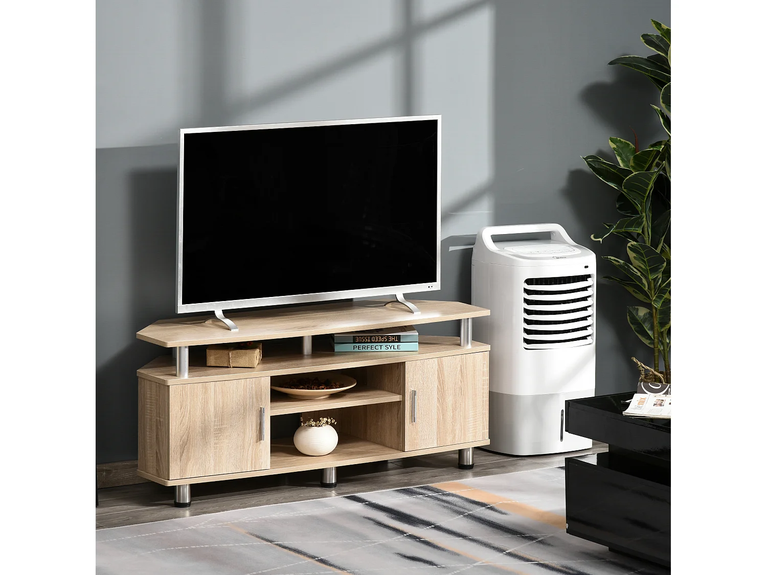 Mesa soporte de tv roble 120x39.5x52 cm HOMCOM