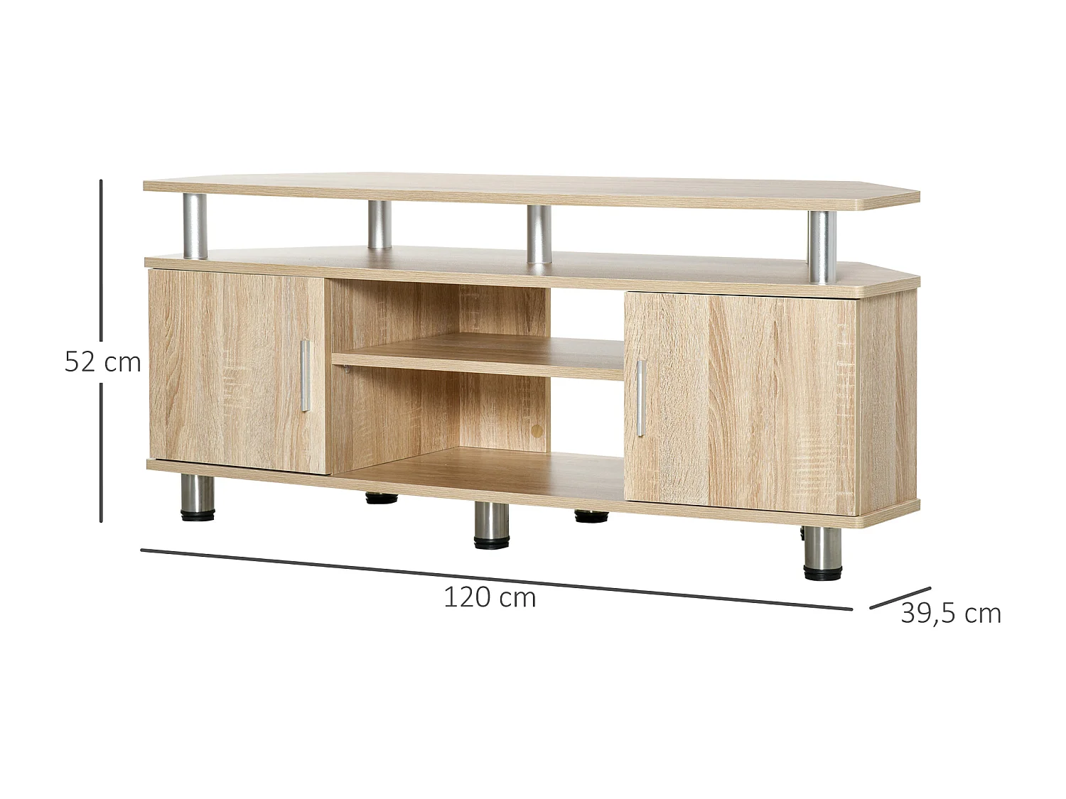 Mesa soporte de tv roble 120x39.5x52 cm HOMCOM