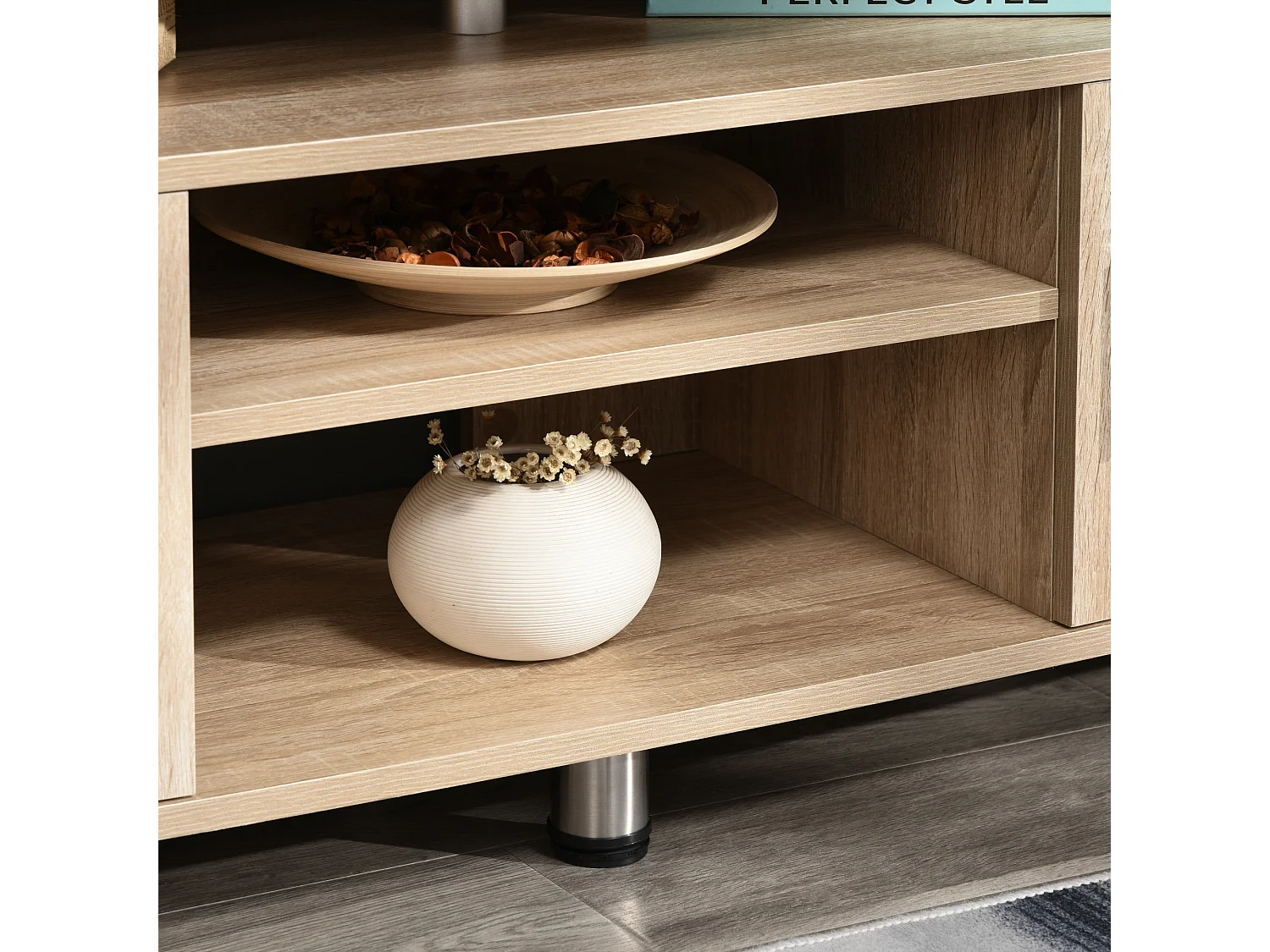 Mesa soporte de tv roble 120x39.5x52 cm HOMCOM