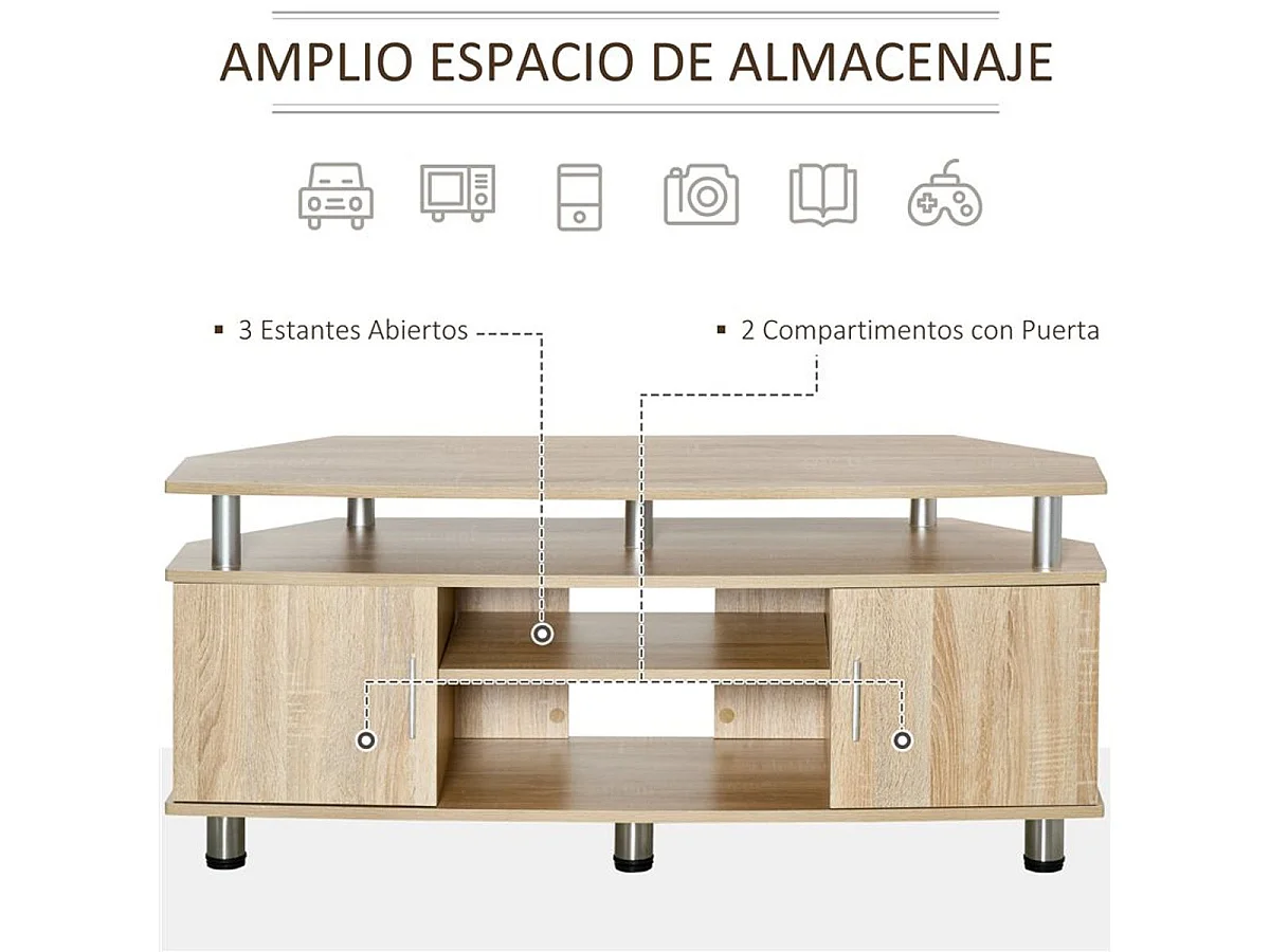 Mesa soporte de tv roble 120x39.5x52 cm HOMCOM