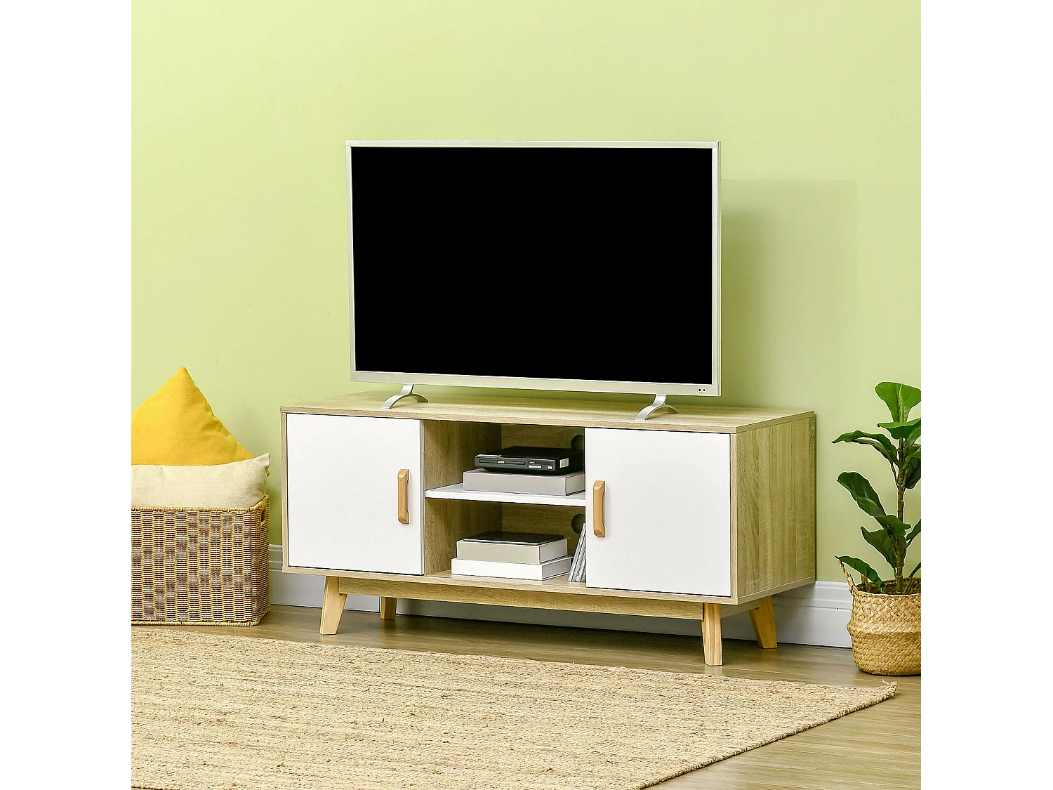 Mueble de tv madera natural 120x40x55 cm HOMCOM
