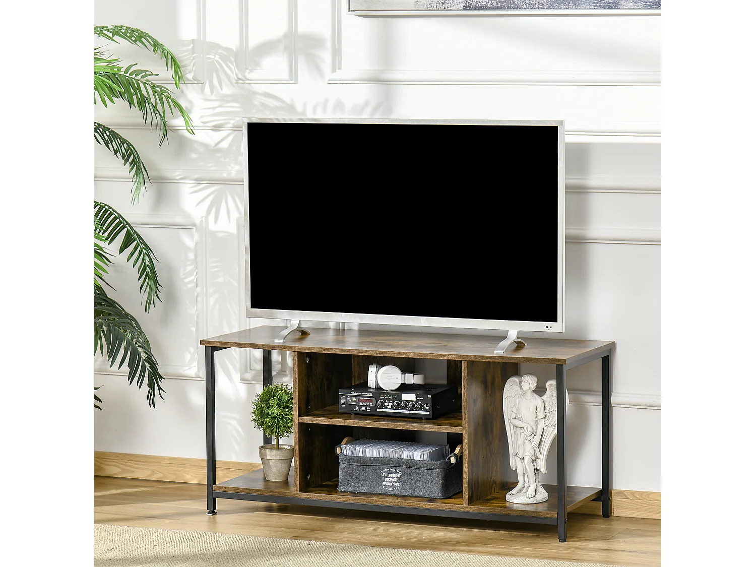 Mueble de tv marrón rústico 110x40x50 cm HOMCOM