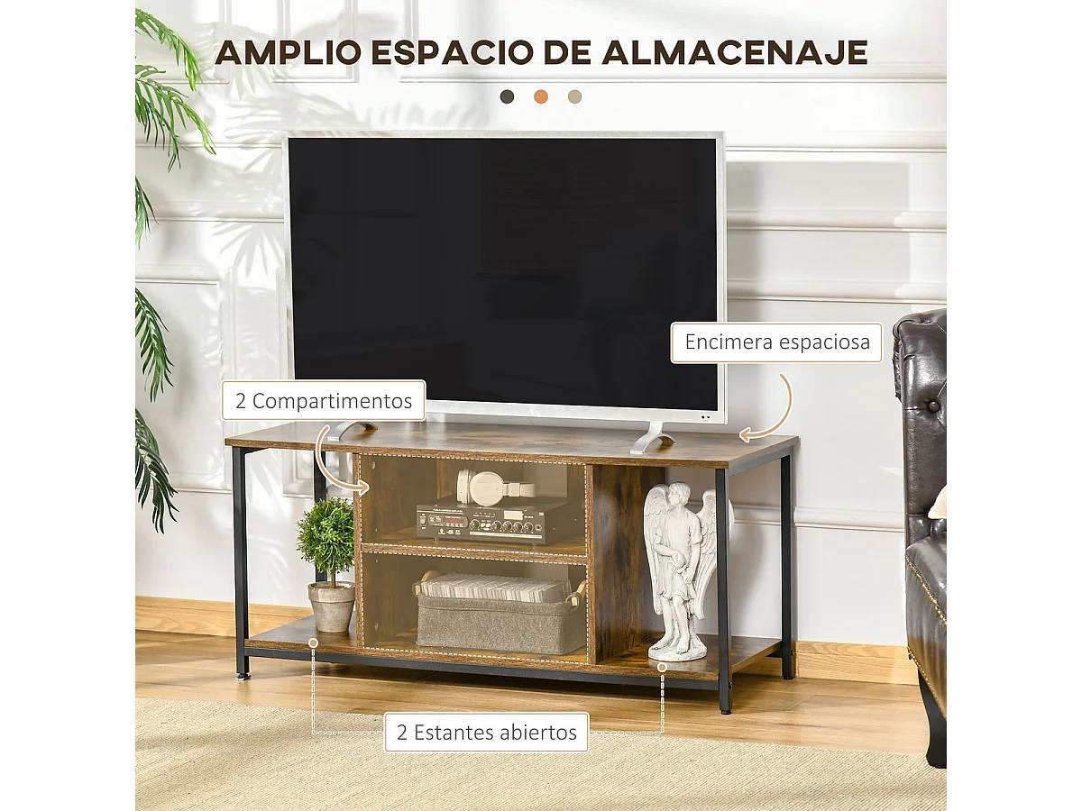 Mueble de tv marrón rústico 110x40x50 cm HOMCOM