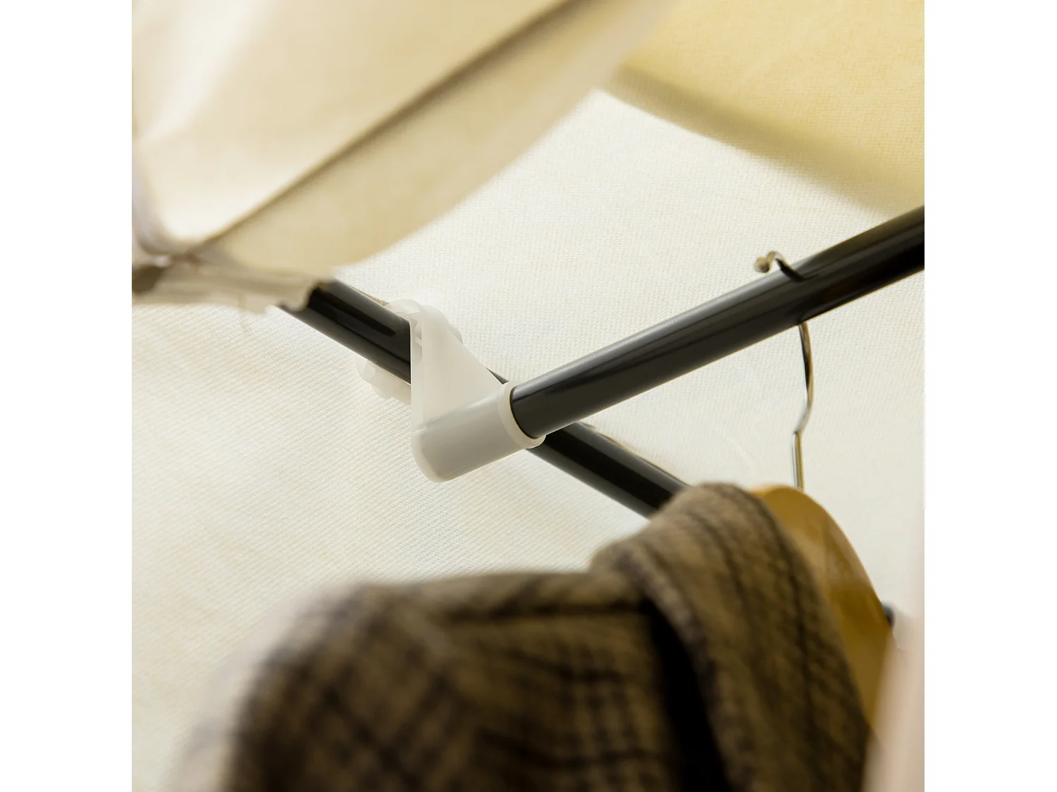 Faltbarer Kleiderschrank aus Stoff, tragbar, 125 x 43 x 162,5 cm – Cremeweiß