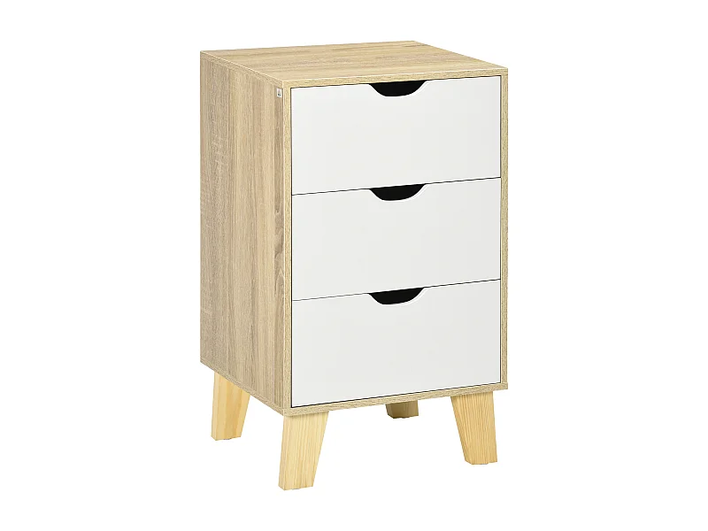 Cómoda con cajones blanco y roble 40x35x68.5 cm HOMCOM