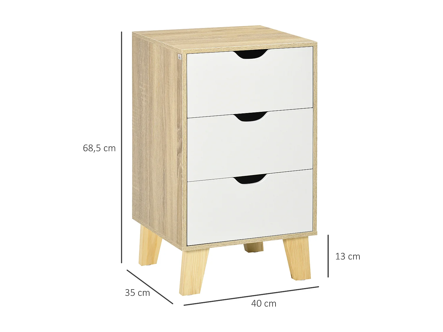 Cómoda con cajones blanco y roble 40x35x68.5 cm HOMCOM