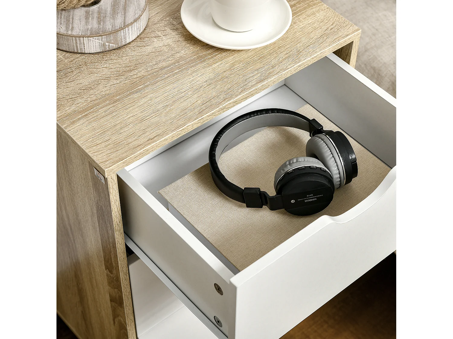 Cómoda con cajones blanco y roble 40x35x68.5 cm HOMCOM