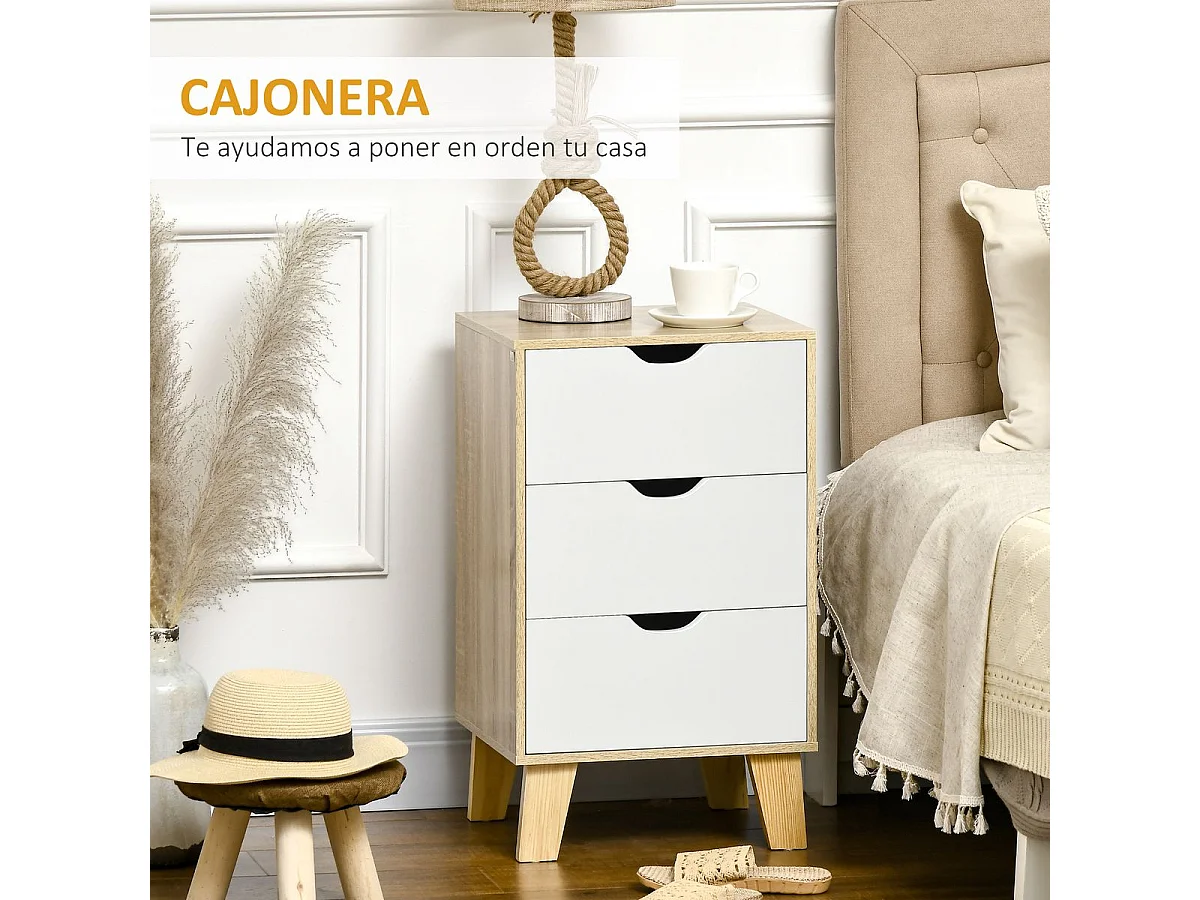 Cómoda con cajones blanco y roble 40x35x68.5 cm HOMCOM