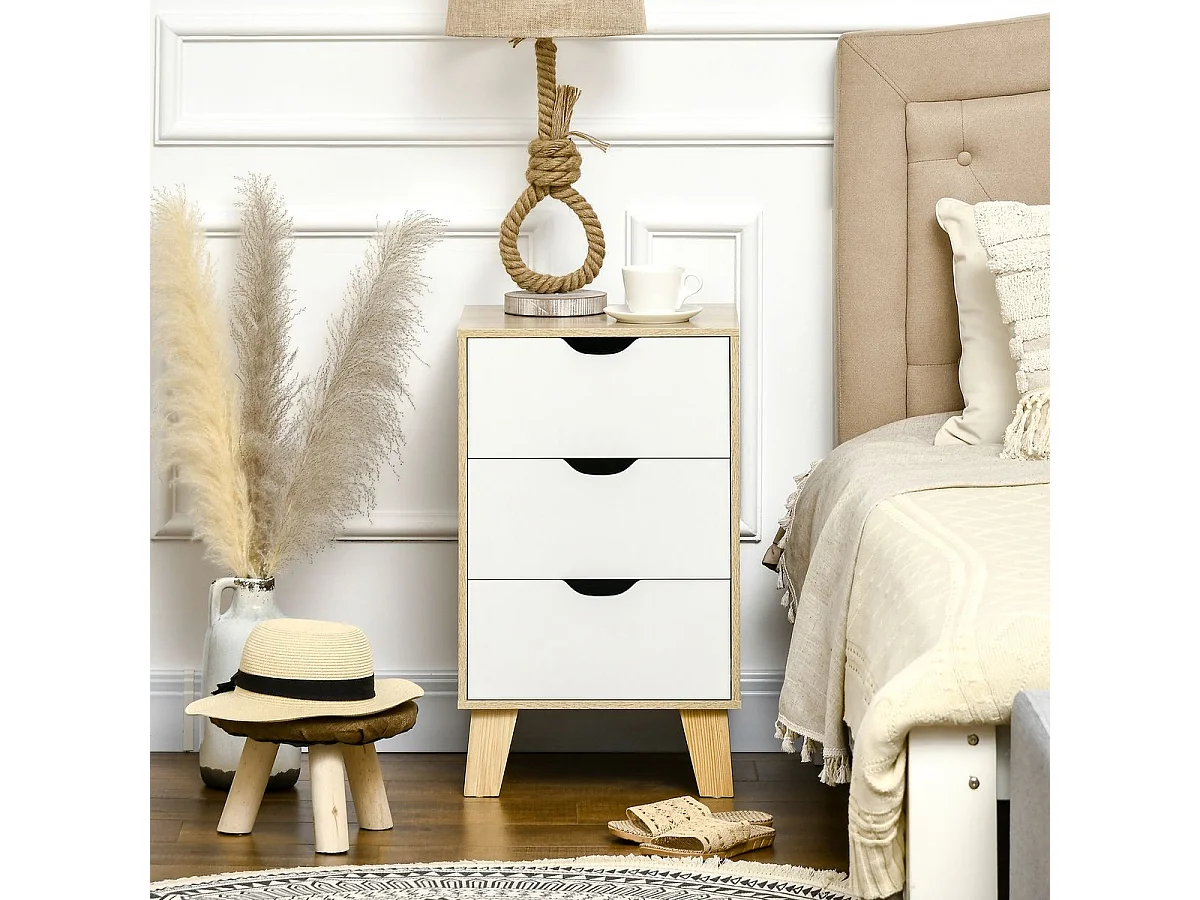 Cómoda con cajones blanco y roble 40x35x68.5 cm HOMCOM