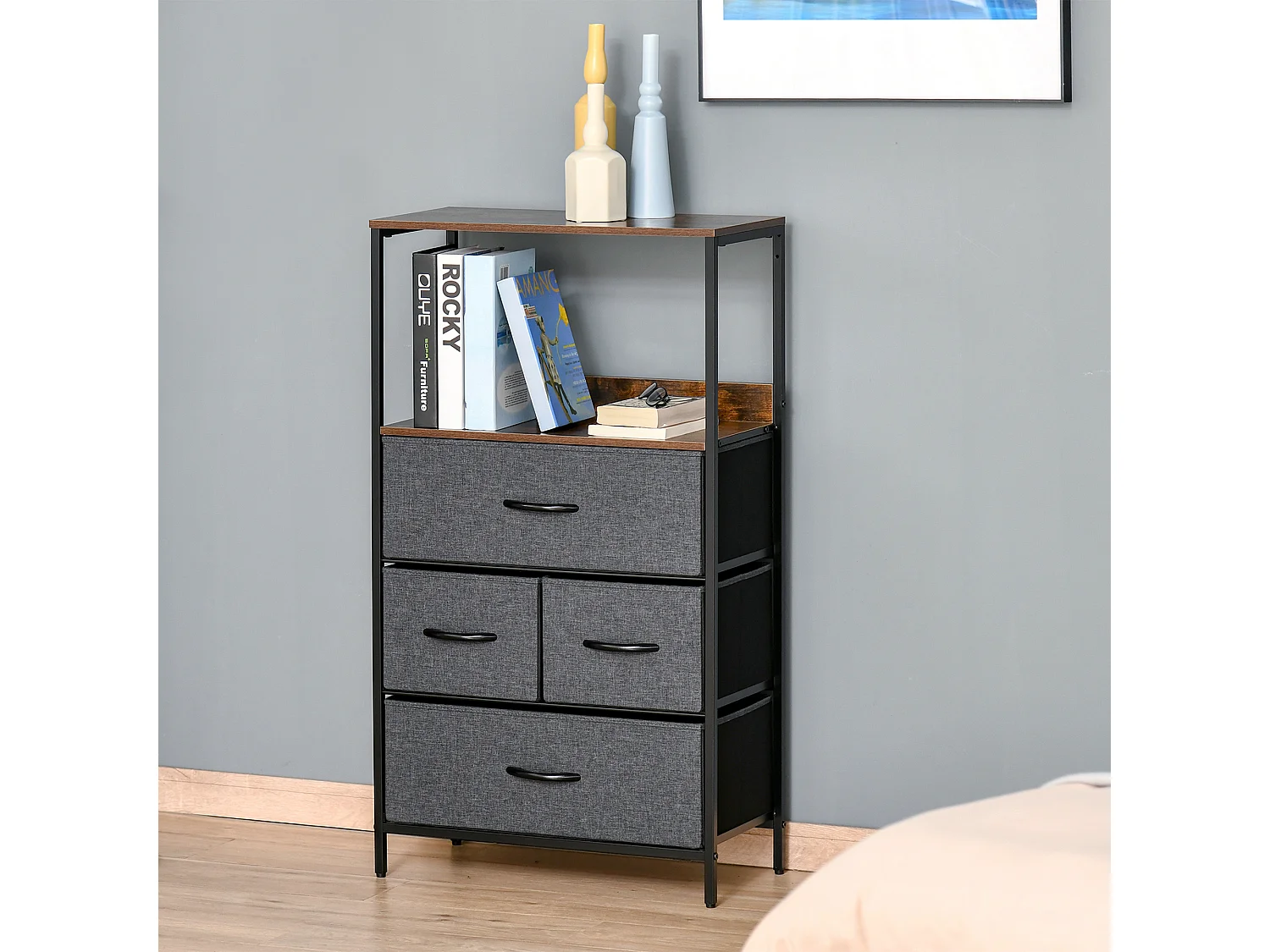 Armario de salón gris oscuro 58x29x103 cm HOMCOM