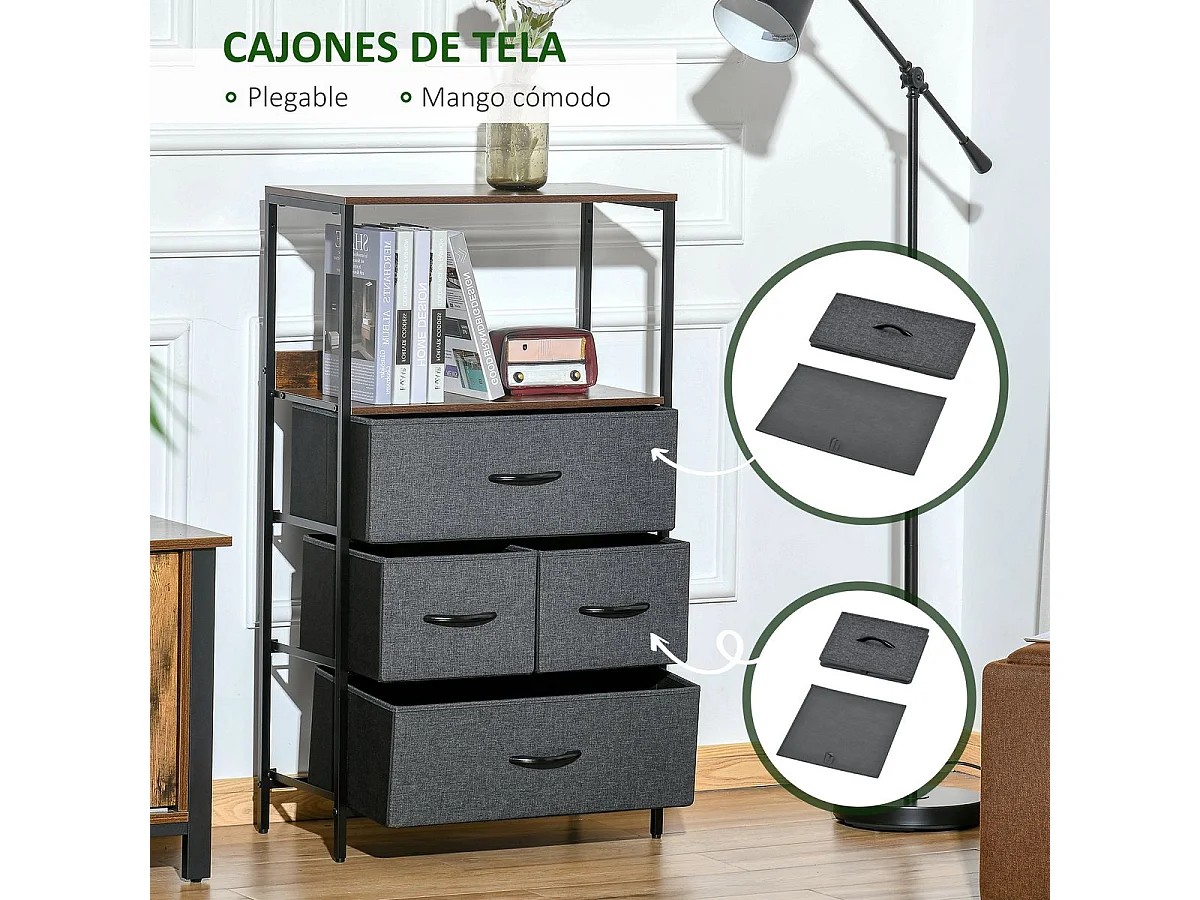 Armario de salón gris oscuro 58x29x103 cm HOMCOM