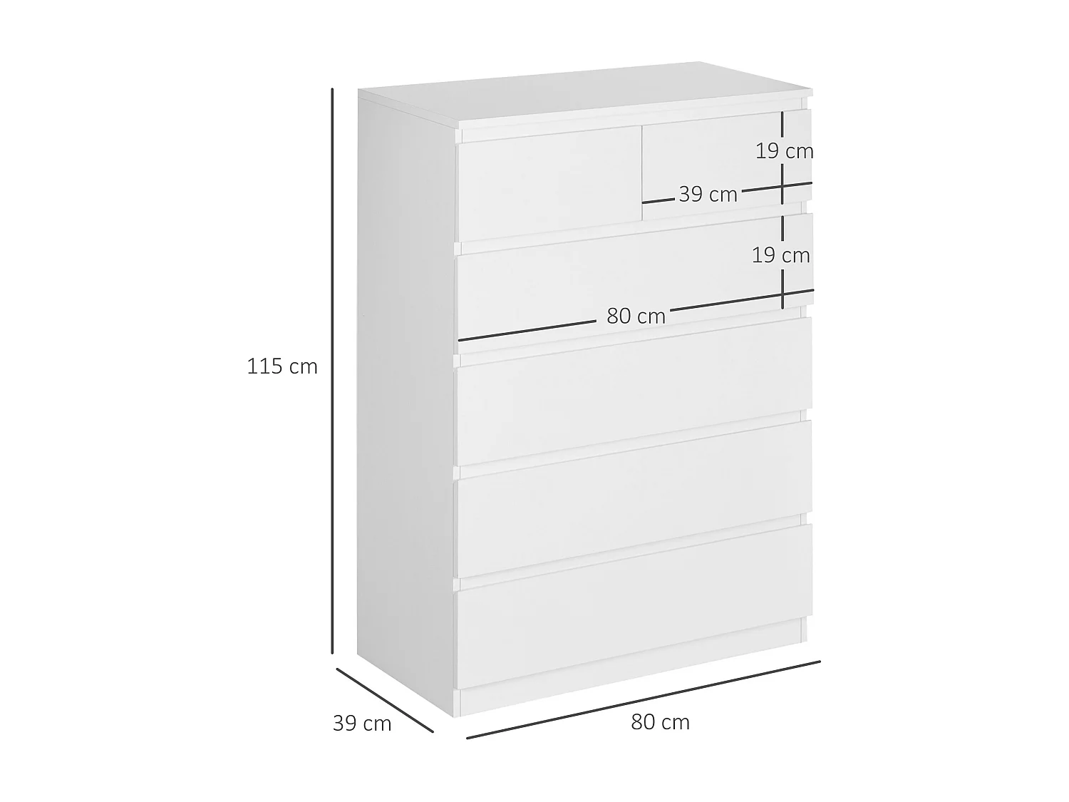 Cómoda con cajones blanco 80x39x115 cm HOMCOM