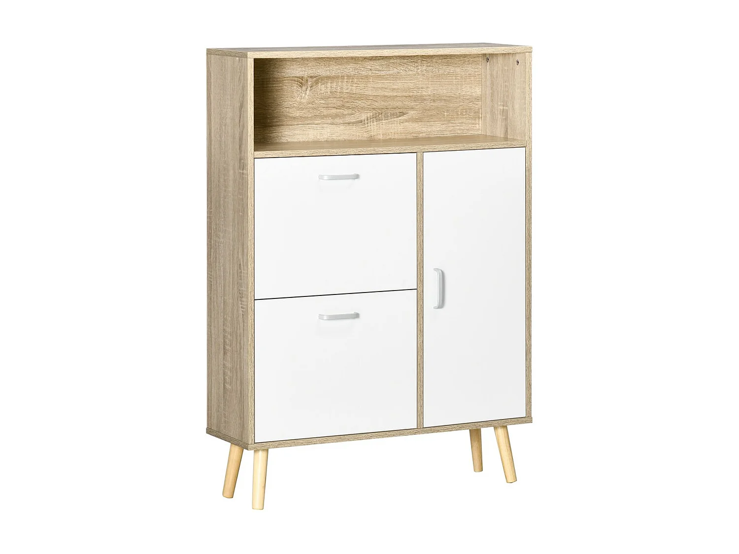 Armario de zapatos natural y blanco 80x25.5x112.5 cm HOMCOM