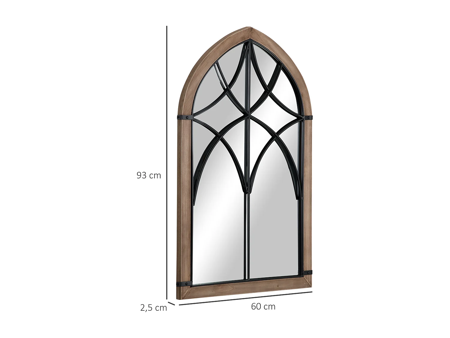 Espejo de pared marrón 93x60x2.5 cm HOMCOM